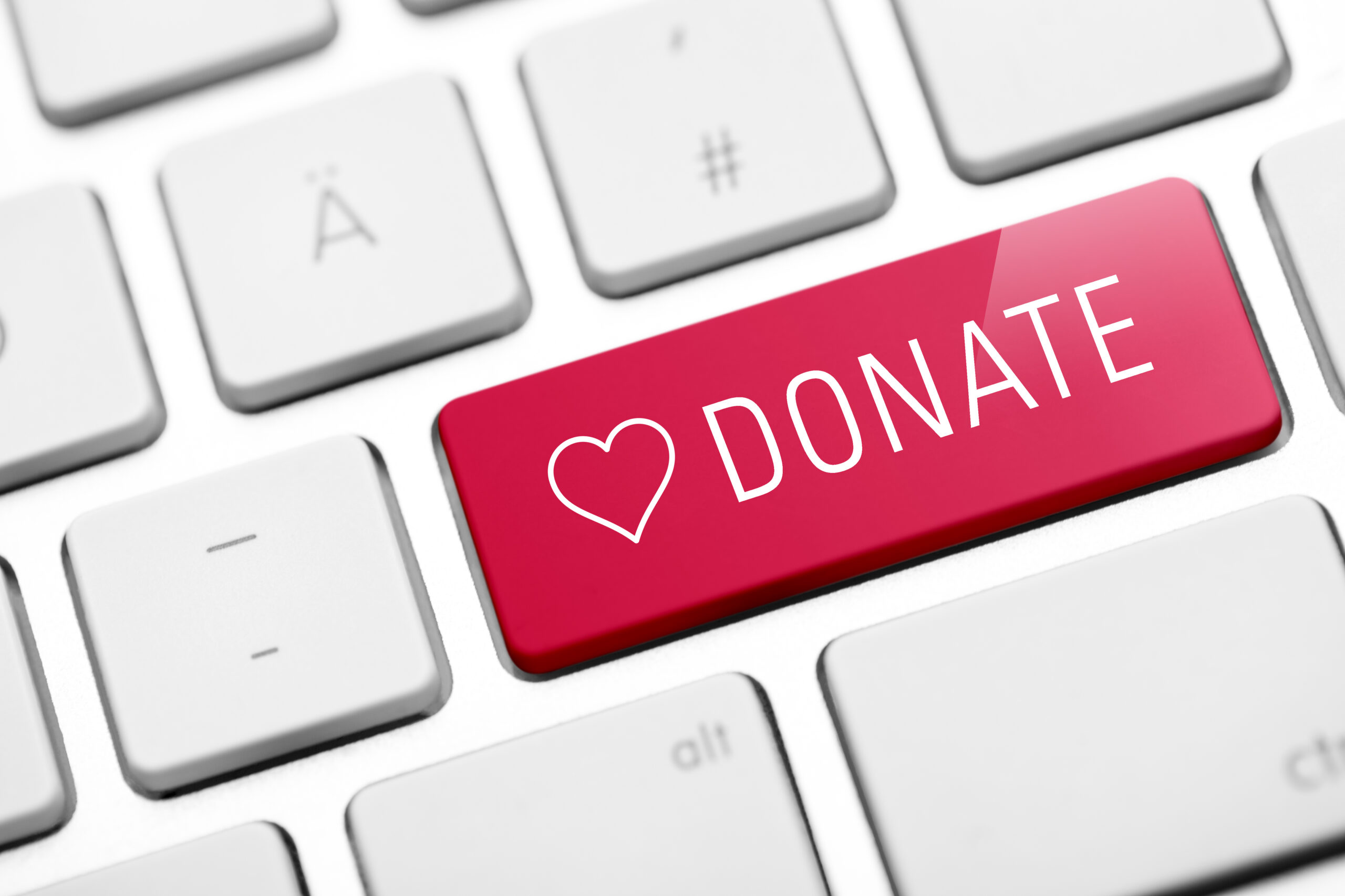 Keyboard with "Donate" key